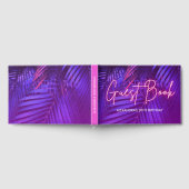 Purple Pink Tropical Palm Leaf Guest Book Gästebuch (Voll)