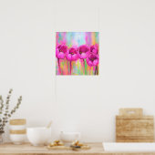 Purple Pink Tulips - Spring Art Original Painting Poster (Küche)