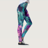 Purple Pink Turquoise Blue Inky Splatter Fashion Leggings (Rechts)