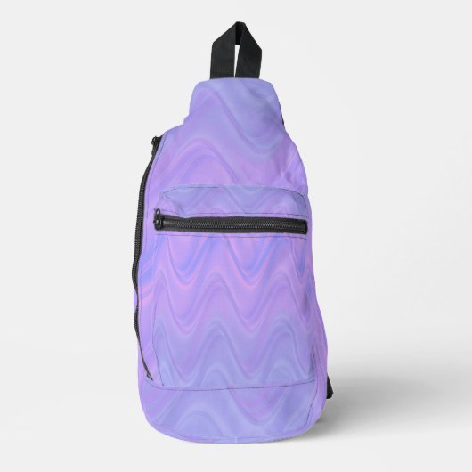 Purple Pink Wavy Lines Pattern Crossbody Bag (Vorderseite)