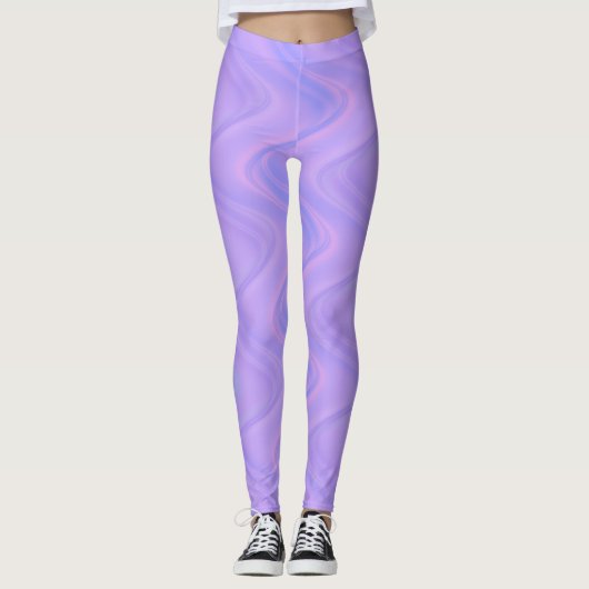 Purple Pink Wavy Lines Pattern Leggings (Vorderseite)