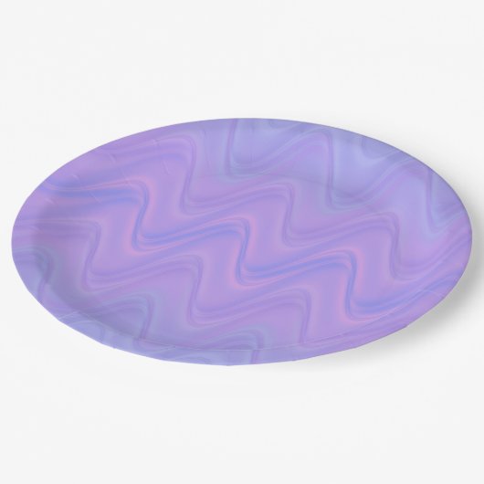 Purple Pink Wavy Lines Pattern Pappteller (Schrägansicht)