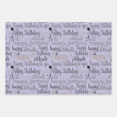 Purple Pink White Fun Happy Balloons Birthday Geschenkpapier Set (Vorderseite 3)