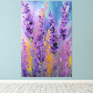 Purple Pink Yellow Lavender Flowers Abstract Wall  Leinwanddruck