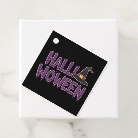Purple Plaid Halloween Witch Hat Geschenkanhänger (Beispiel)