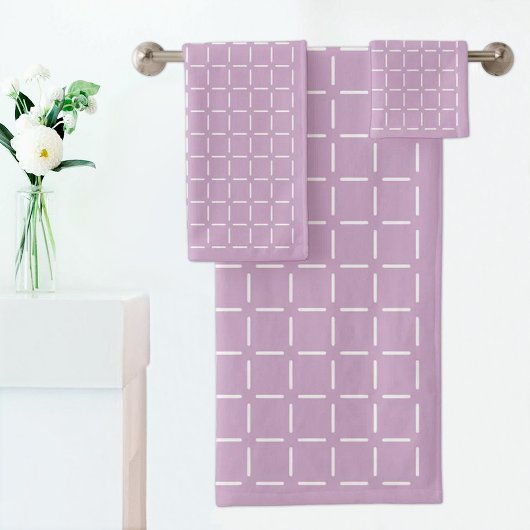 Purple plaid pattern Towel Badhandtuch Set