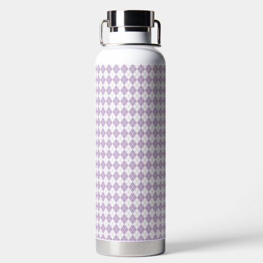 Purple Plaid Pattern Water Bottle Trinkflasche (Rückseite)