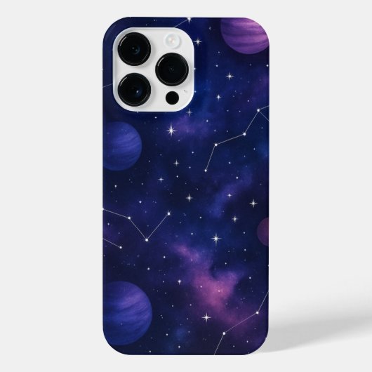 Purple Planet & Stars Phone Case – Cosmic Space iPhone Hülle (Rückseite)