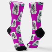 Purple Polar Bear Pattern Design  Socken