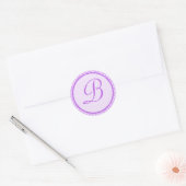 Purple Polka Dot Monogramm Anfangskleber Runder Aufkleber (Umschlag)