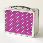 Purple Polka Dot Pattern Green Monogram Metall Brotdose (Rückseite)