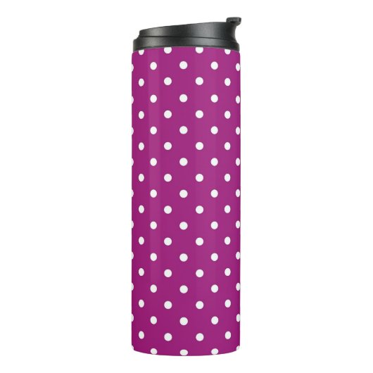 Purple Polka Dot Pattern Green Monogram Thermosbecher (Nach links gedreht)