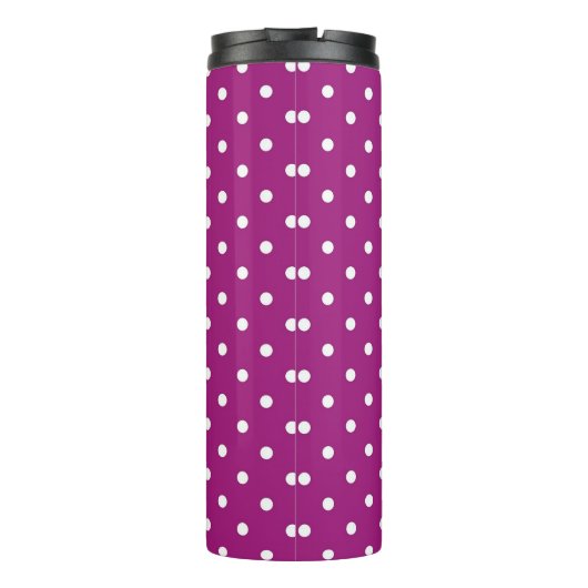 Purple Polka Dot Pattern Green Monogram Thermosbecher (Rückseite)