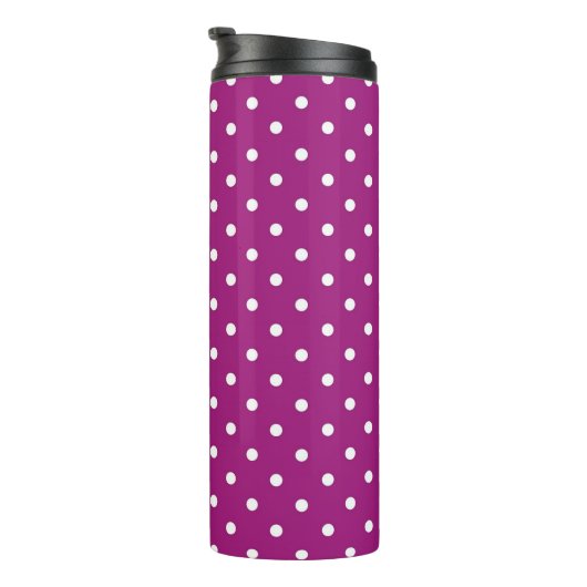 Purple Polka Dot Pattern Green Monogram Thermosbecher (Nach rechts gedreht)
