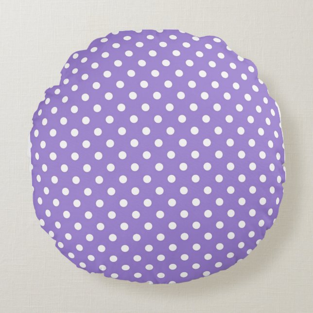 Purple Polkadot,Modern,Throw Pillow Rundes Kissen (Vorderseite)