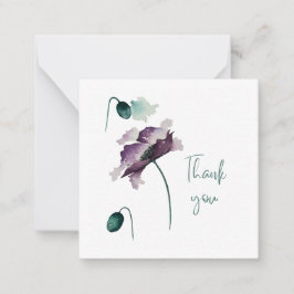 Purple Poppy Thank You Flat Notecard Mitteilungskarte