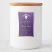 Purple Product Label Silver Frame Logo Monogram Lebensmitteletikett (Vorderseite)