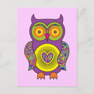 Purple Psychedelic Owl Postkarte