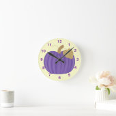 Purple Pumpkin Gold Leaf Clock Runde Wanduhr (Zuhause)