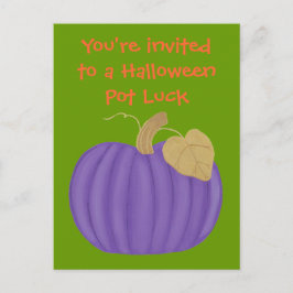 Purple Pumpkin Halloween Abendessen Party Postkart Einladungspostkarte