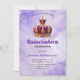 Purple Quinceanera Princess Crown Birthday Party  Einladung