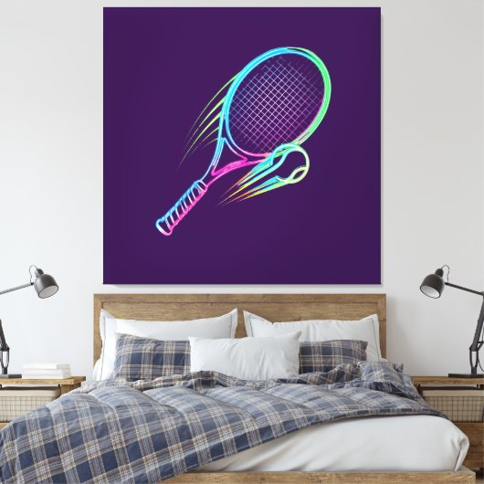 Purple Racket Canvas Wall Art Leinwanddruck (Insitu (Schlafzimmer))
