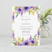Purple Radiant Meadow Wedding Einladung (Stehend Vorderseite)