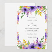 Purple Radiant Meadow Wedding Einladung (Vorne/Hinten)