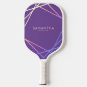 Purple Rainbow Geometric Personalized Name Pickleball Schläger (Rückseite)