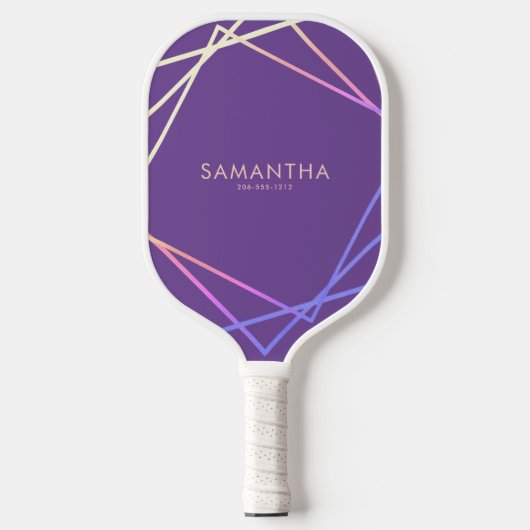 Purple Rainbow Geometric Personalized Name Pickleball Schläger (Vorderseite)