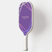 Purple Rainbow Geometric Personalized Name Pickleball Schläger (Links)