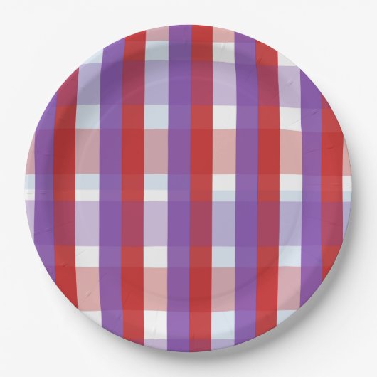 Purple, Red and Pink Gingham Pappteller (Vorderseite)