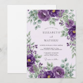 Purple Regal Spring Wedding Einladung (Vorne/Hinten)