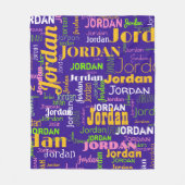 Purple Repeating Name Pattern w/ Pink & Yellow Fleecedecke (Vorderseite)