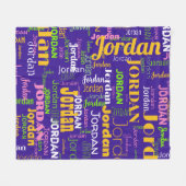 Purple Repeating Name Pattern w/ Pink & Yellow Fleecedecke (Vorderseite (Horizontal))