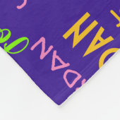 Purple Repeating Name Pattern w/ Pink & Yellow Fleecedecke (Ecke)