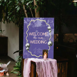 Purple Retro Disco Acrylic Wedding Welcome Sign Acrylschild