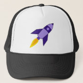 Purple Retro Rocket Trucker Truckerkappe (Vorderseite)