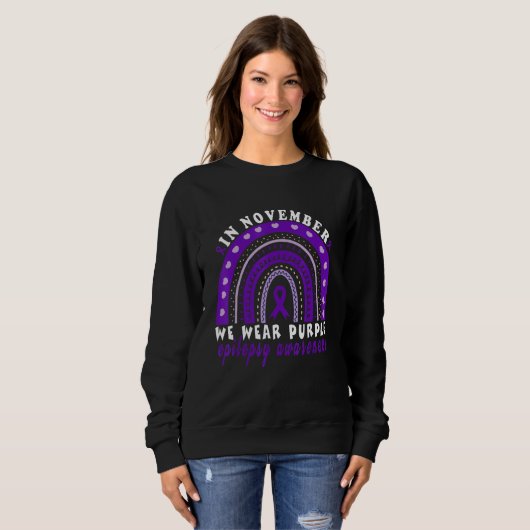 Purple Ribbon Boho Epileptic Epilepsy Awareness Mo Sweatshirt (Vorne ganz)