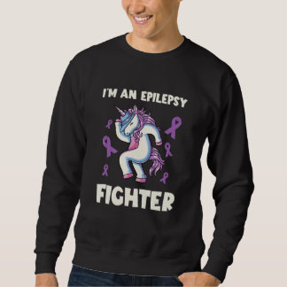 Purple Ribbon Unicorn Epileptic Brain Epilepsy Awa Sweatshirt