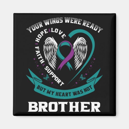 Purple Ribbon Wing Suicide Awareness Prevention Br Magnet (Vorne)