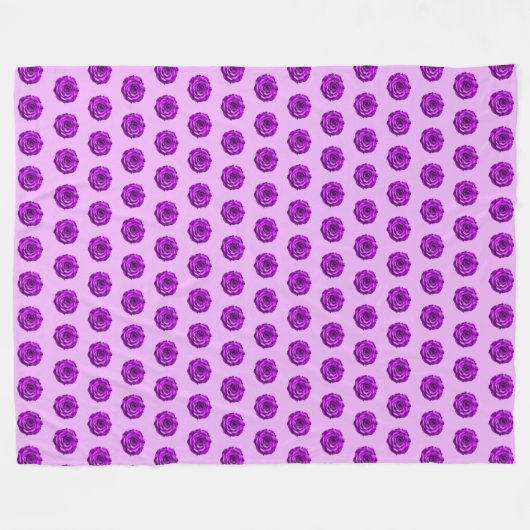 Purple Rose Flower Seamless Pattern on Fleecedecke (Vorderseite (Horizontal))