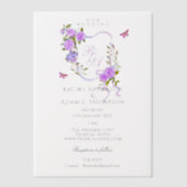 Purple Rose Ribbon Monogram Wedding  Invitation Pergament Einladungen (Vorderseite)