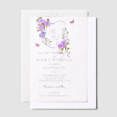 Purple Rose Ribbon Monogram Wedding  Invitation Pergament Einladungen (Versetzt)
