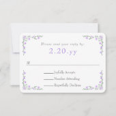 Purple Rose Vine Border Wedding RSVP Card Karte (Vorderseite)