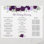 Purple Roses DIY tri-fold Catholic Wedding Program Flyer (Hinten)