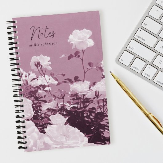 Purple Roses Floral Garden Custom Spiral Notebook Notizblock
