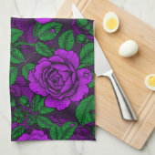 Purple Roses Geschirrtuch (Viertel Falte)