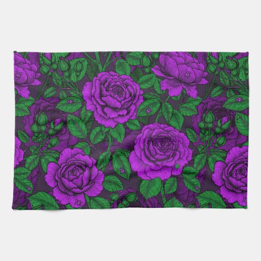 Purple Roses Geschirrtuch (Horizontal)
