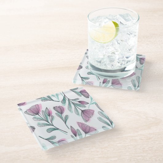 Purple Roses Glasuntersetzer (Schrägansicht)